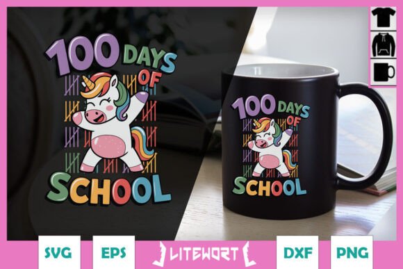 100 Days of School Funny Unicorn SVG for Graphics and Crafts