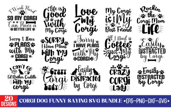Corgi Dog Funny Saying SVG Bundle for Graphics and Crafts