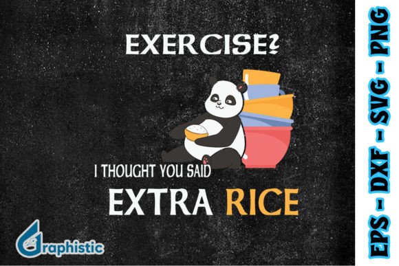 Exercise Extra Rice Funny Panda Graphics for Crafts