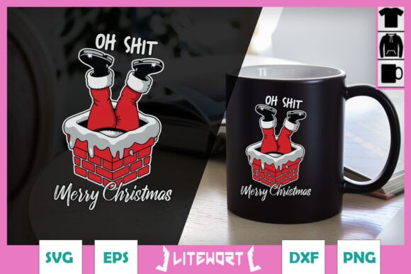 Oh Merry Christmas Funny Santa Graphics for Crafts